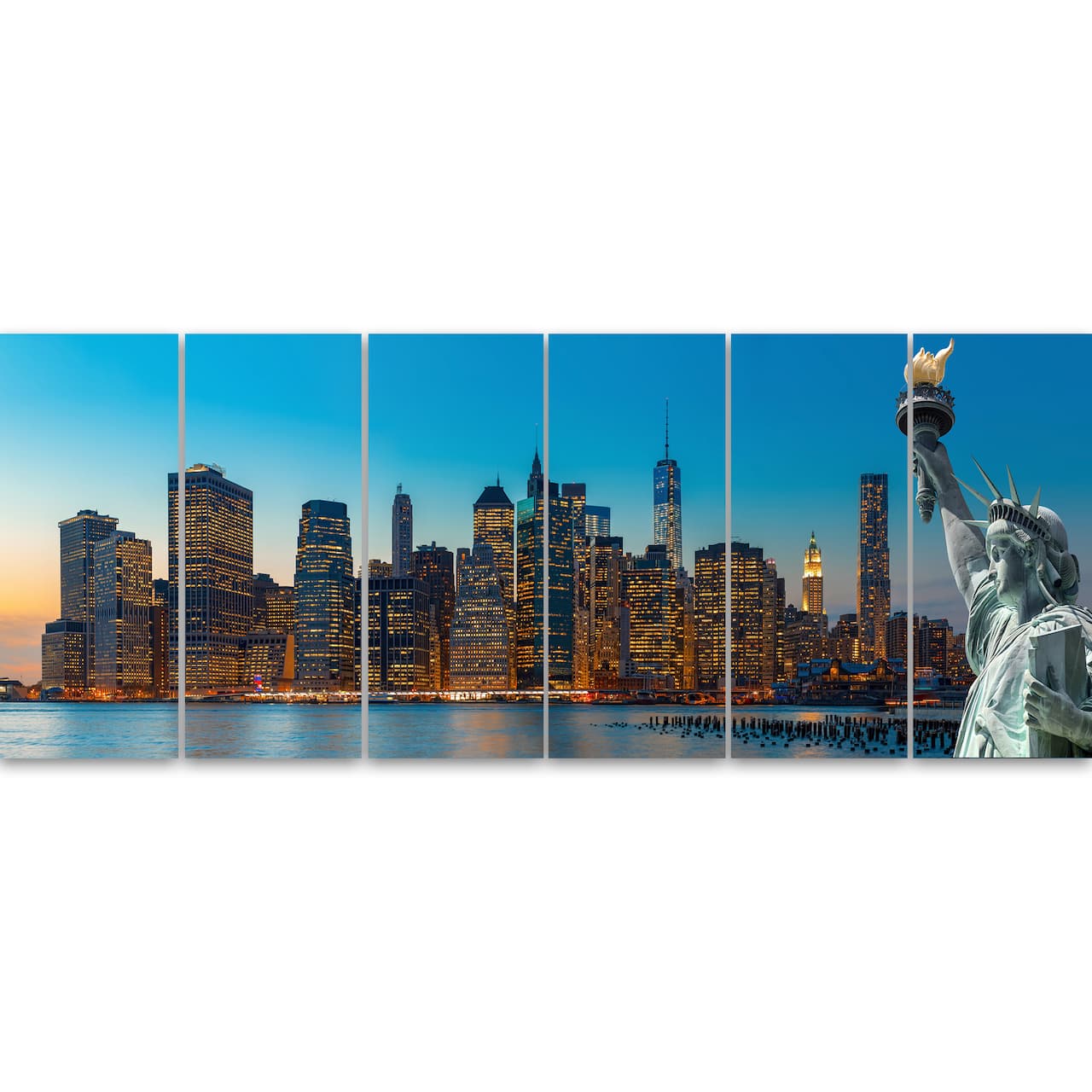 Designart - Evening New York City Skyline Panorama - Extra Large Canvas Art Print